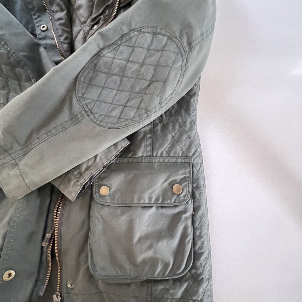Barbour Parka Waxed Green Hooded Coat Jacket Womens - Picture 8 of 15